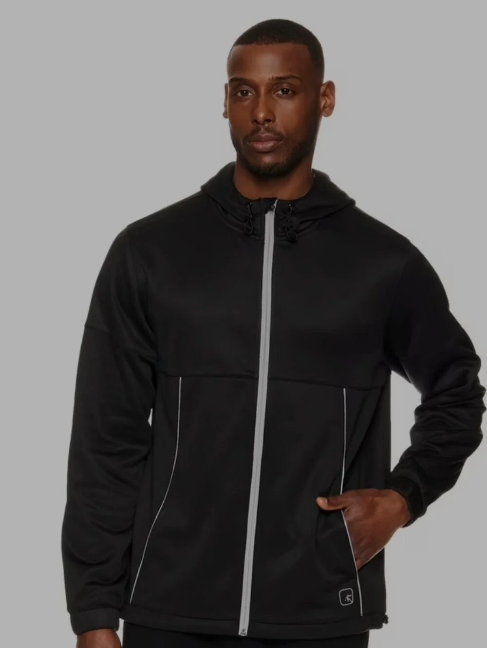 And1 Ens Black Full-Zip Performance Hoodie with Contrast Trim Size L